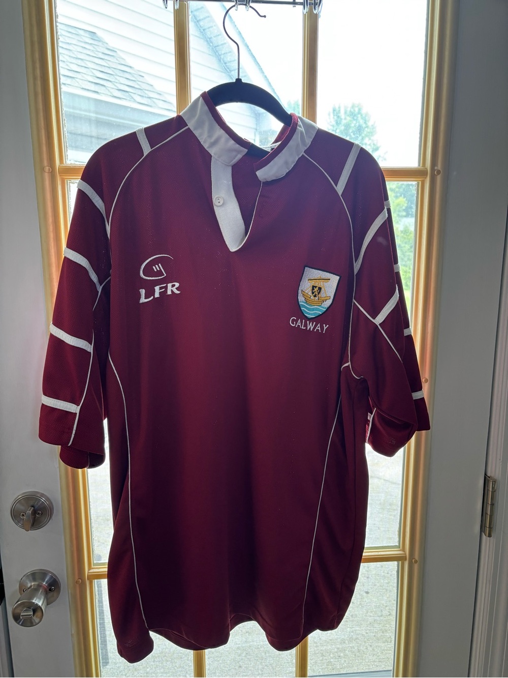 LF Galway Maroon Rugby Shirt with White Trim